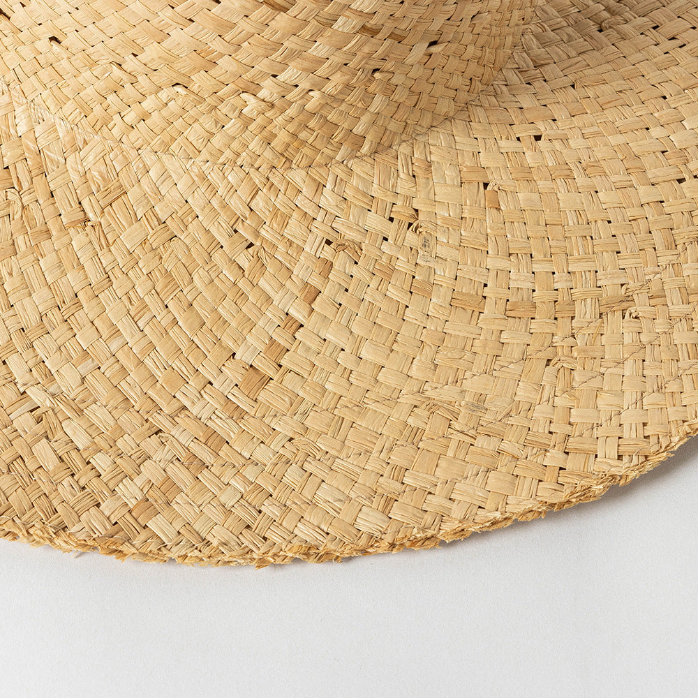 Printemps et été mode décontracté Simple nu Double couche tricoté à la main raphia grand bord plage Protection solaire chapeau de paille