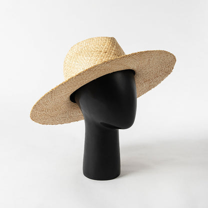 Printemps et été mode décontracté Simple nu Double couche tricoté à la main raphia grand bord plage Protection solaire chapeau de paille