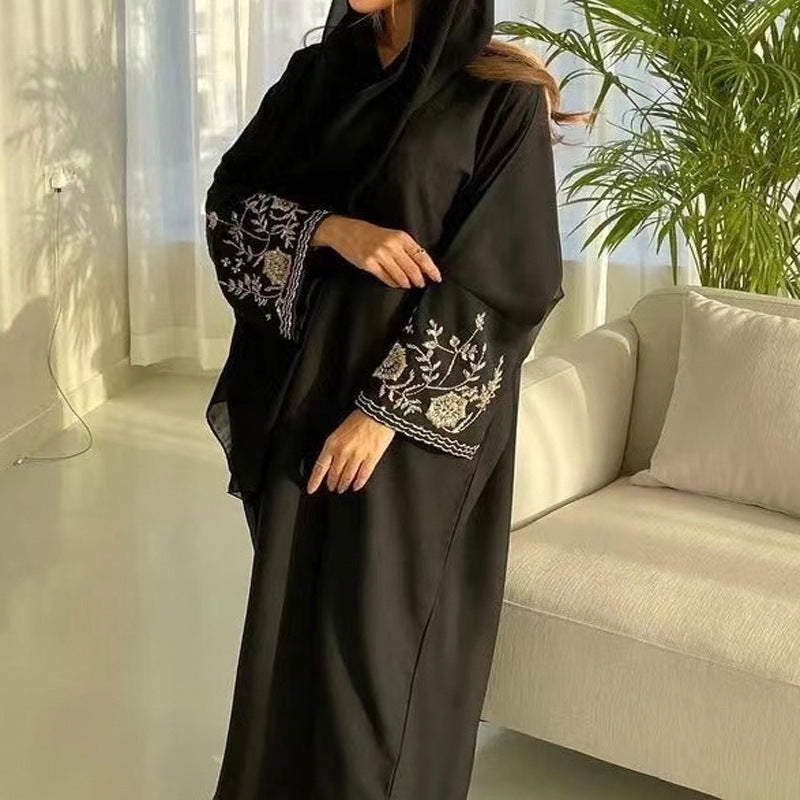 Middle East Dubai Women's Embroidered Bat Sleeve Loose Cardigan