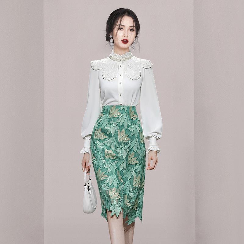 Women's Lace Two-piece Overskirt Suit