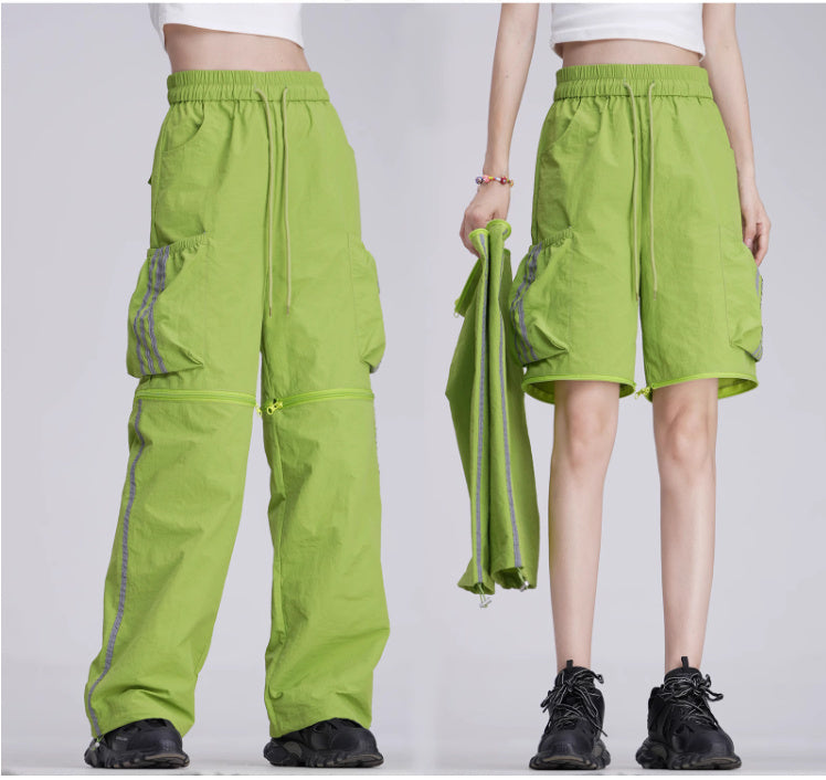 Casual Detachable Shorts Reflective Wide-leg Pants