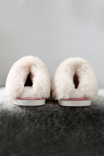 Pink Faux Suede Plush Lined Slip on Slippers