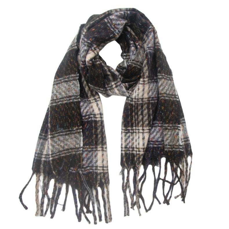 European And American Men's And Women's Plaid Tassel Scarf