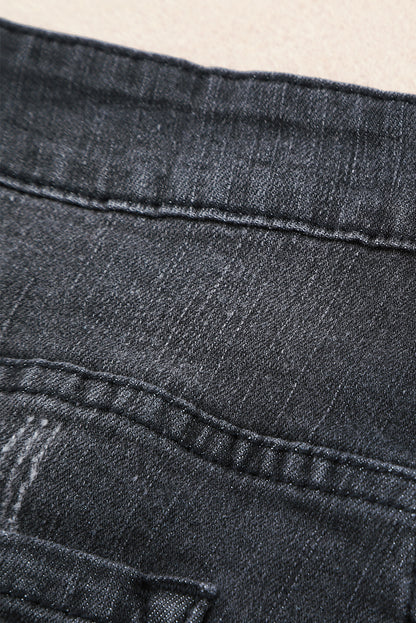 Short en jean bleu ciel déchiré et déchiré à ourlet roulé