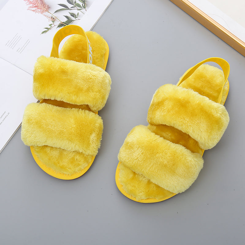 Pantuflas con punta abierta de piel sintética