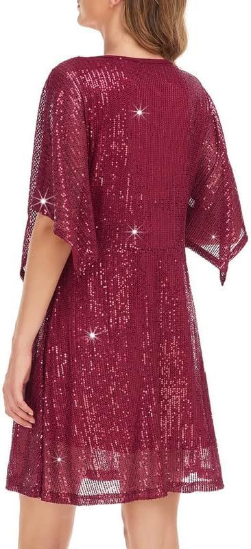 Women's Sequined Loose Slit Sleeve Casual Dress