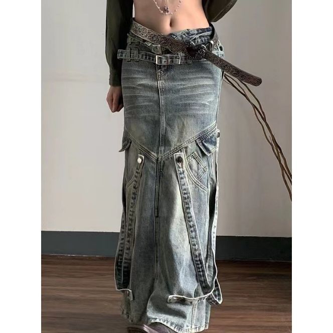 Asian Culture Y2g Hot Girl Retro Denim Skirt For Women