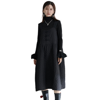 Women's Chinese-style Suspender Skirt Loose Plaid Minimalist Suspender Dress