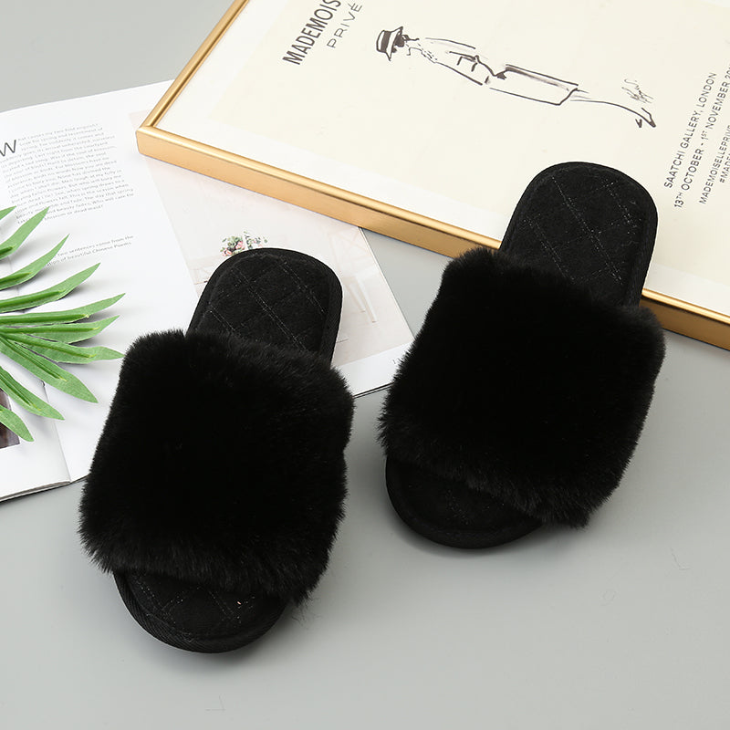 Pantuflas con punta abierta de piel sintética