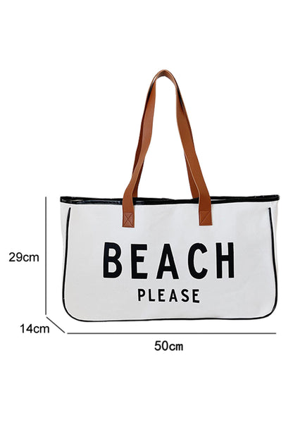 White BEACH S'IL VOUS PLAÎT Imprimer Grand sac fourre-tout en toile