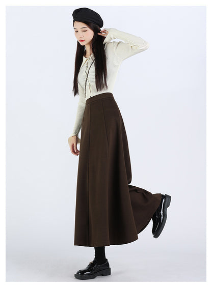 Woolen Skirt Slim Fit Mid-length