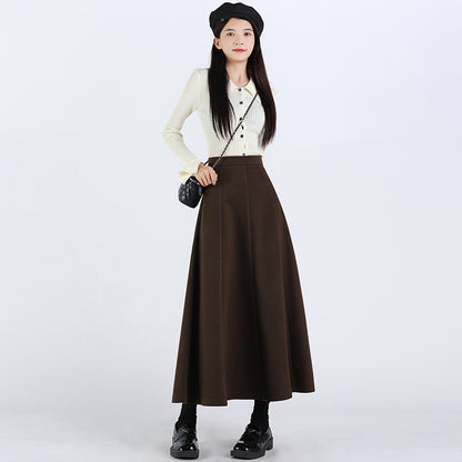 Woolen Skirt Slim Fit Mid-length