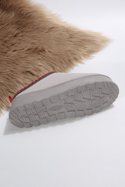 Gray Contrast Print Suede Plush Lined Snow Boots