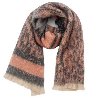 European And American Men's And Women's Short Beard Leopard Scarf