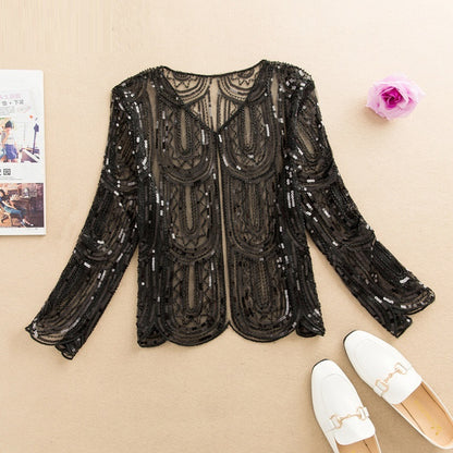 Sequin One Button Small Blouse Short Cardigan Coat Women