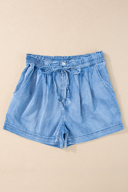 Short décontracté en chambray avec cordon de serrage Beau Blue