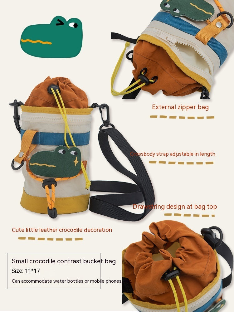 Lindo bolso de cubo pequeño portátil con bandolera de un hombro estilo camping