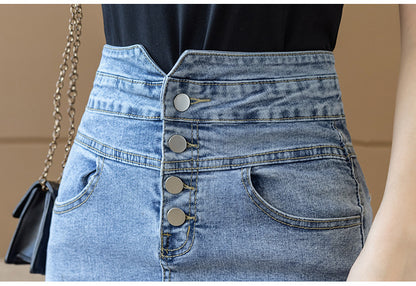 High Waisted Denim Wrap Hip Skirt Design