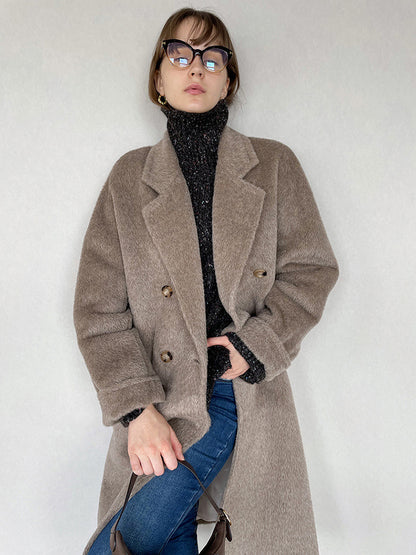 Manteau d'hiver en laine et cachemire épais mi-long pour femme