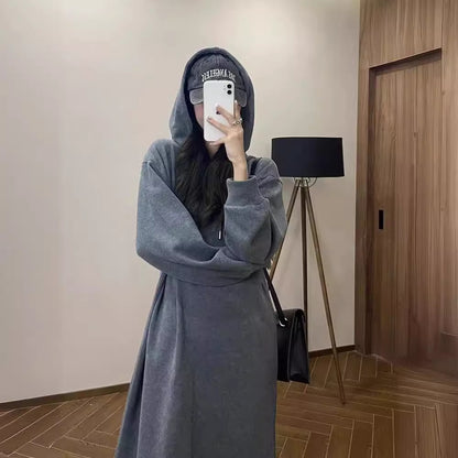 Fashion Loose Cool Hooded Sweater Dress Women