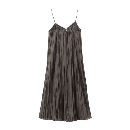 Summer New Women's Pleated Long Sling Dress