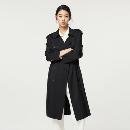 Trench mi-long en double soie pour femme