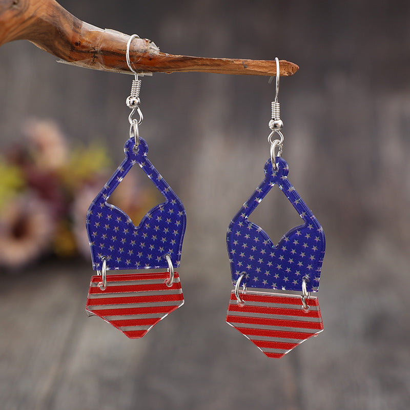 Boucles d'oreilles en acrylique à motif drapeau américain