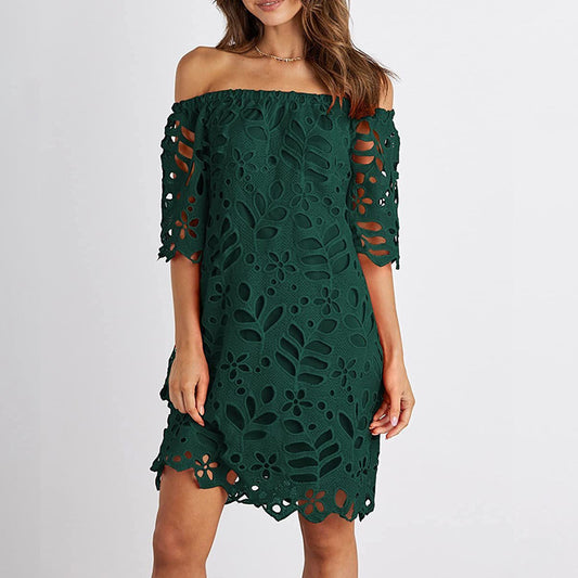 Women's Fashionable Lace Mid-sleeve Dress