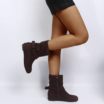 Side Zipper Suede Boots