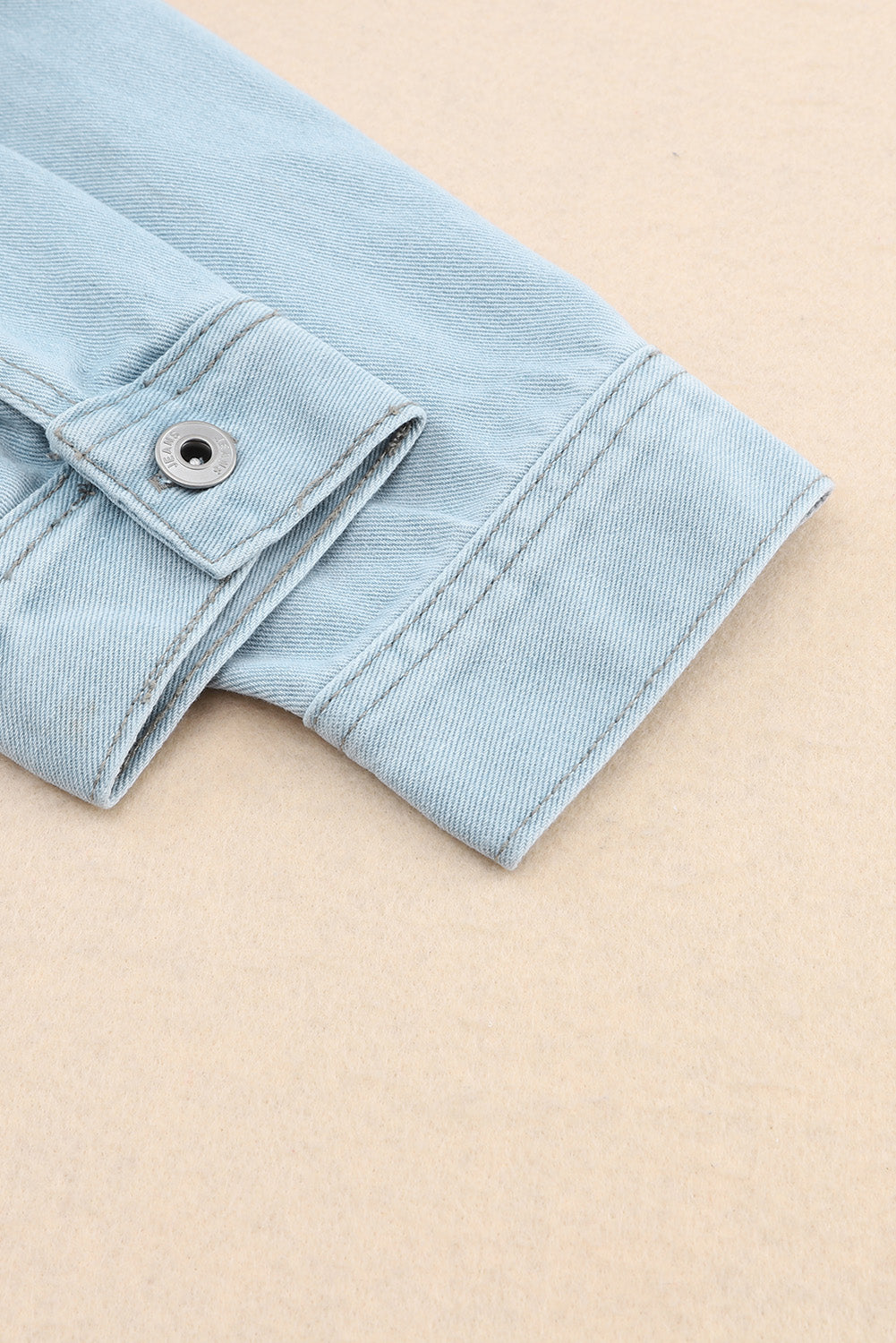 Sky Blue Flap Pocket Buttoned Raw Hem Denim Jacket