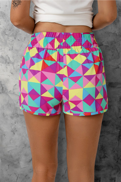 Short à taille élastique en blocs de couleurs