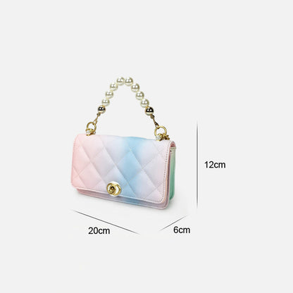 Bolso De Arco Iris Degradado Bolso Cuadrado Pequeño De Diamantes 