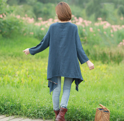 Vêtements en coton et lin, haut de Style National pour femmes, rétro, boucle de boutonnière faite à la main