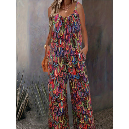 Sleeveless TEMU Women's Printed Loose Jumpsuit