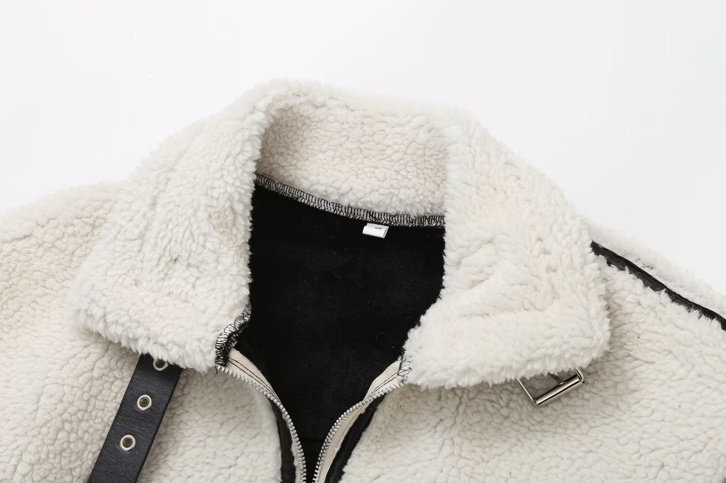 Women's Fashion Loose Patchwork Easy Matching Lambswool Jacket