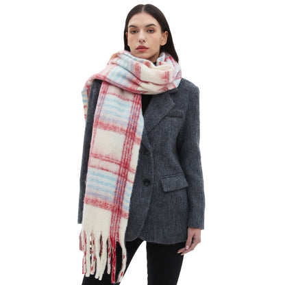 European And American Circle Yarn Thickened Thick Plaid Scarf