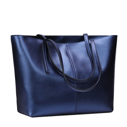 New leather bag bag leather fashion all-match simple single shoulder bag shopping bag bag capacity