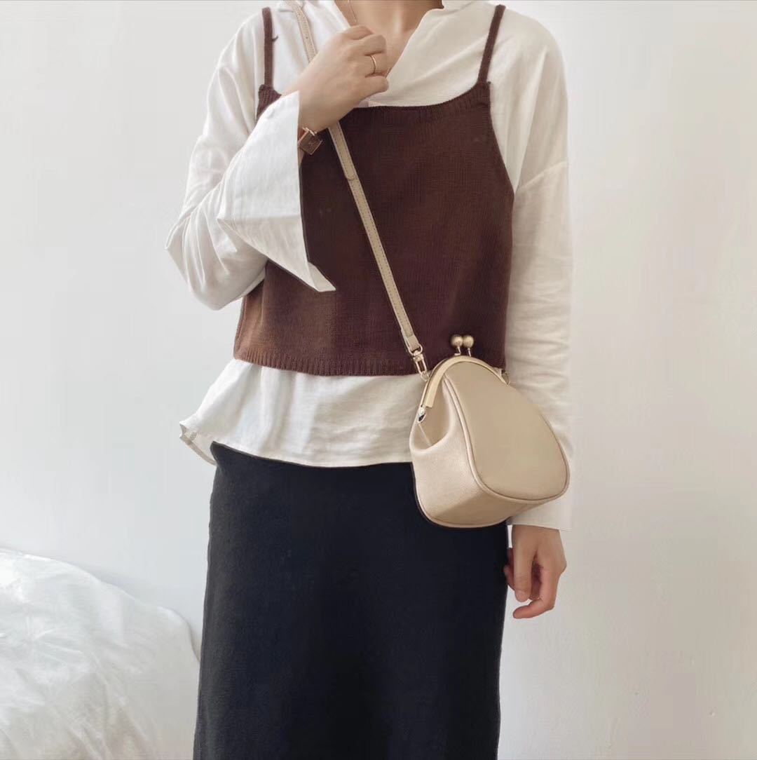 Petit sac messager rond simple et polyvalent à une épaule pour femme