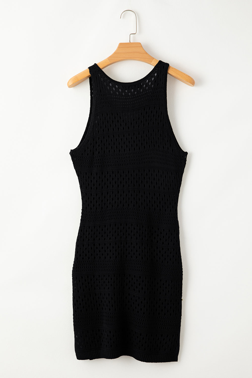 Vestido tipo pareo de crochet ahuecado negro con aberturas