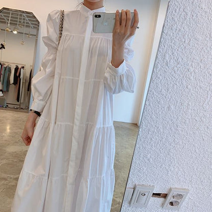 Women's Fashion Puff Sleeve Shirt Dress