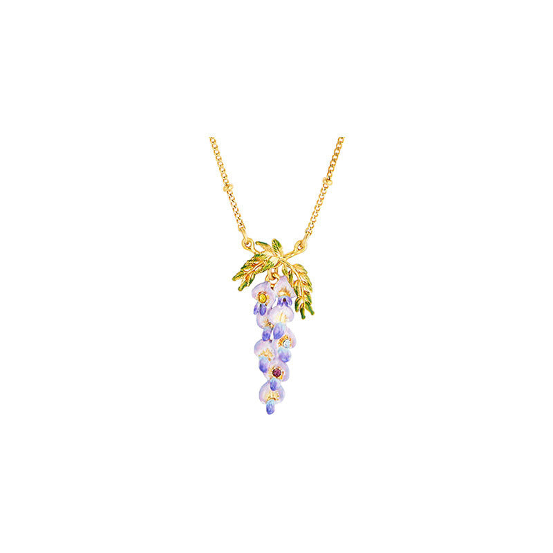 Wisteria Flower Ear Stud Necklace Special Interest Light Luxury Accessories