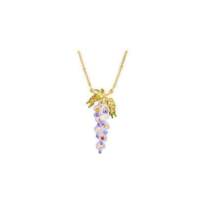 Wisteria Flower Ear Stud Necklace Special Interest Light Luxury Accessories