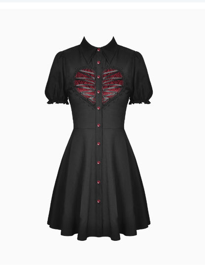 Women's Casual Red Heart-shaped Button Dress