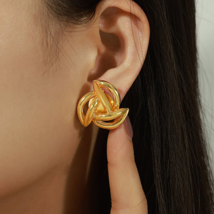 18K Gold-Plated Geometric Stud Earrings