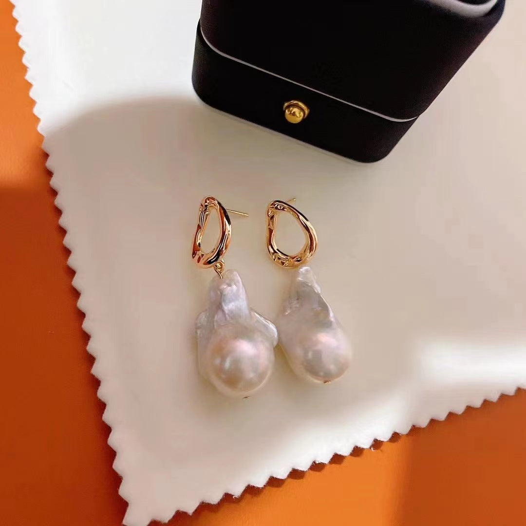 Pendientes De Perlas Barrocas Grandes De Moda