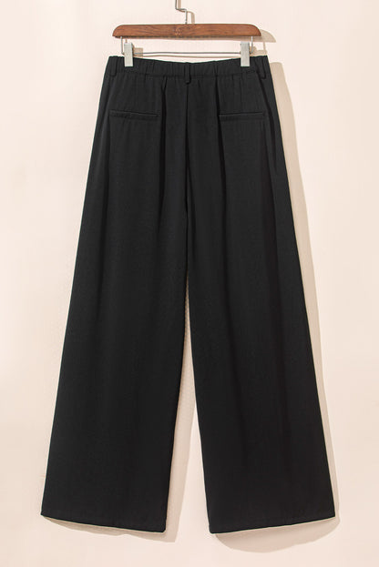 Pantalones anchos elegantes plisados ​​negros