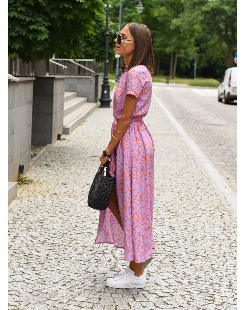 Nouvelle robe imprimée à manches courtes pour femmes