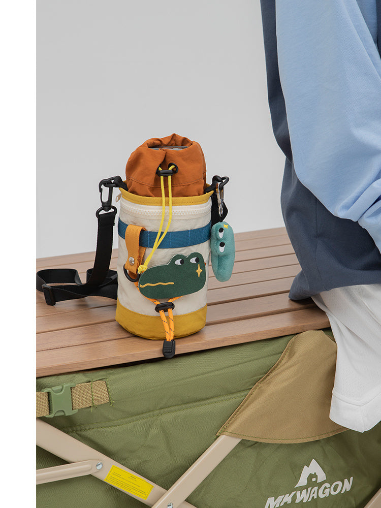 Lindo bolso de cubo pequeño portátil con bandolera de un hombro estilo camping