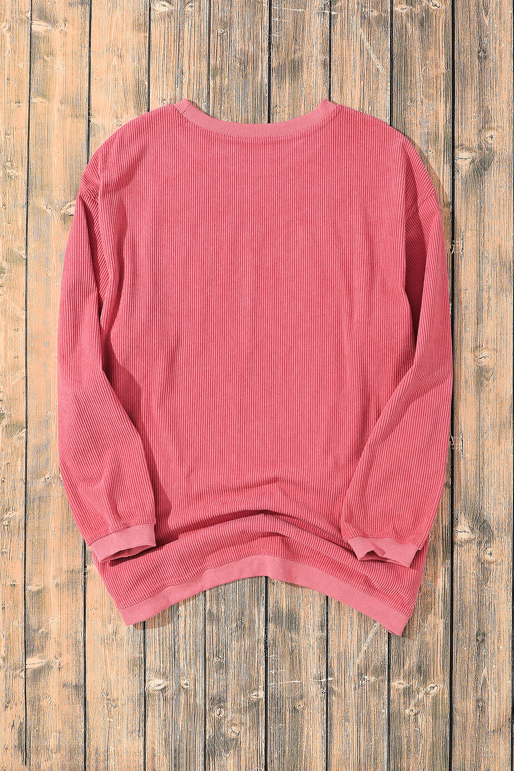 Sweat-shirt surdimensionné côtelé rose fraise