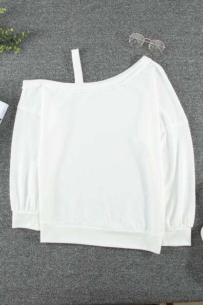 Asymmetrical Neck Long Sleeve T-Shirt